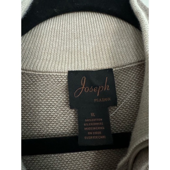 NWT Joseph Jos A Banks 1/4 Zip Pull Over Sweater Cotton & Cashmere Size XL - Picture 2 of 5